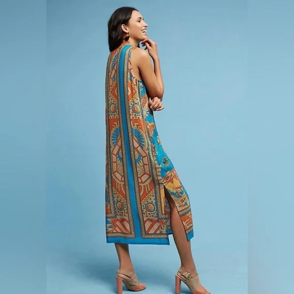 ANTHROPOLOGIE AKEMI + KIN Tanvi 100% Silk Column Dress Sz 4 - Picture 4 of 12